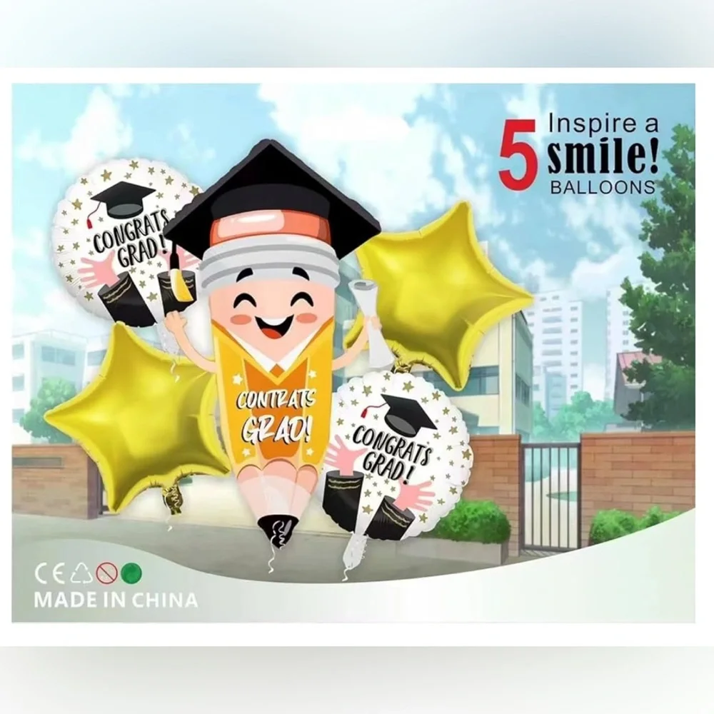 pencil Graduation Balloons, 5- balloon set